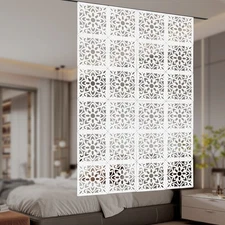 24 PCS Hanging Room Divider Screens Flower Carving Pattern Panels Home Office