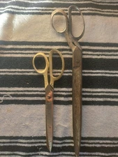 Vtg Steel Scissors 2 Pc Seamstress Tailor Extra Long Unbranded