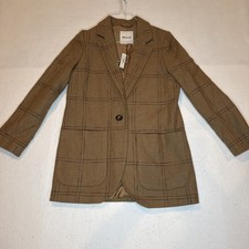 Madewell XS Larsen Blazer Women Wool Blend Windowpane Sandstone 175 NWT
