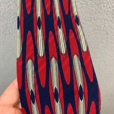 Vintage Talbott Studio Jarrod's Tie Red Silk Made in USA Abstract X Long