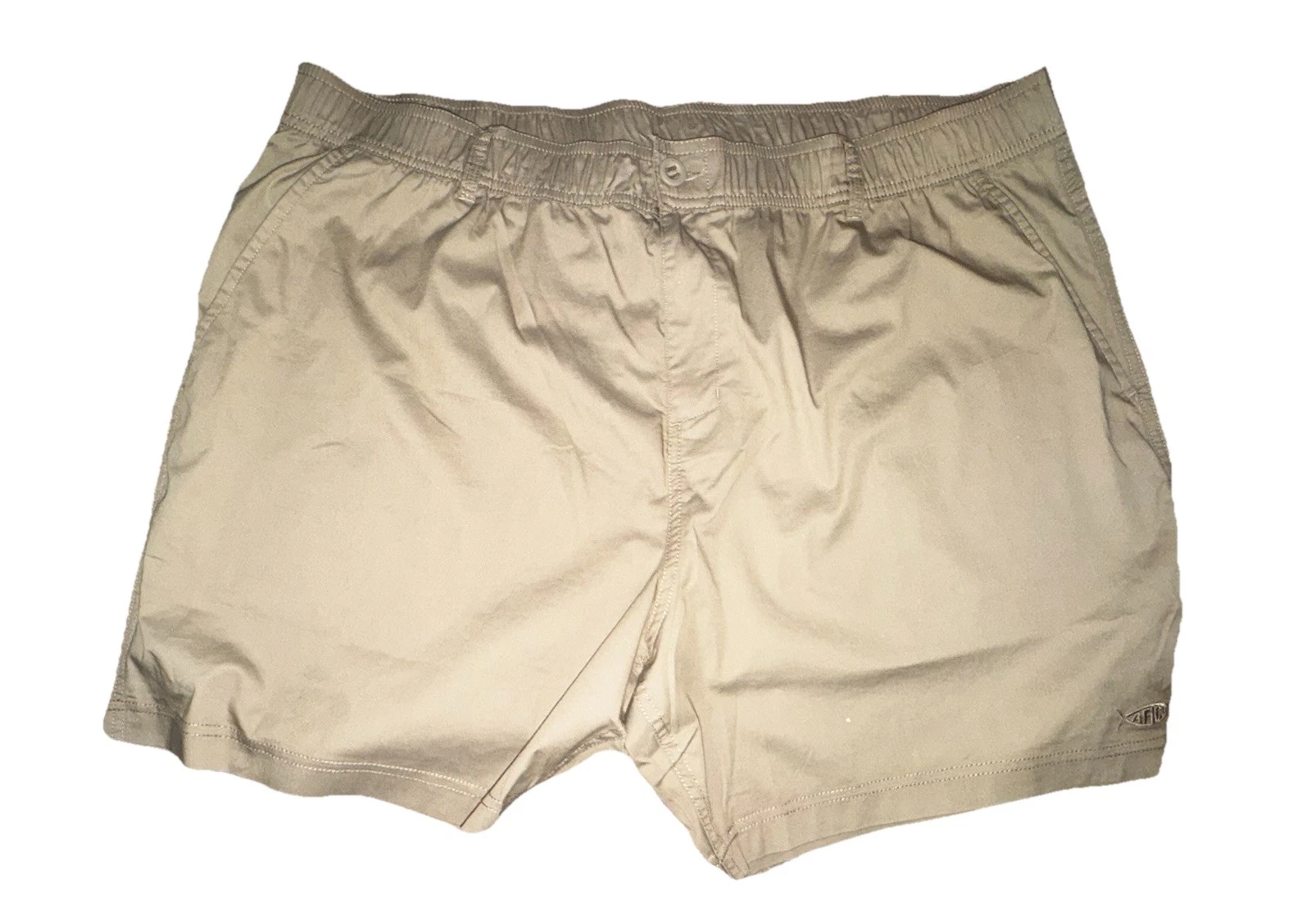AFTCO Mens XXL Khaki Elastic Waist Fishing Hybrid Shorts Stretch Outdoor