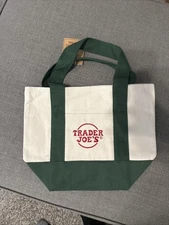 New  Limited Edition Trader Joe’s Mini Canvas Tote Bag GREEN Trader Joe Bag