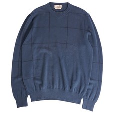 Hermes Knit Sweater Long Sleeve Cashmere Top Men's L Navy Used MOLO-0
