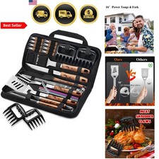 Heavy Duty BBQ Grill Set 27pcs Stainless Steel Utensils Kit for Men Dad Chris...