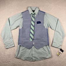 NWT Boys IZOD 4 Piece Suit Vest Shirt Tie Pocket Square Size 12 60 Formal