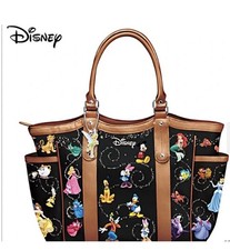 Disney Large Character Print Shoulder Tote Bag Black/Brown by Bradford Exchange