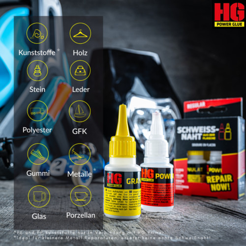 HG POWER GLUE Soldadura Botella 20g Adhesivo y 40g Gránulos