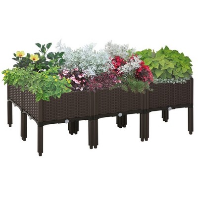 6 Piece Raised Garden Bed Kit, Elevated Self-Watering Planter Boxes