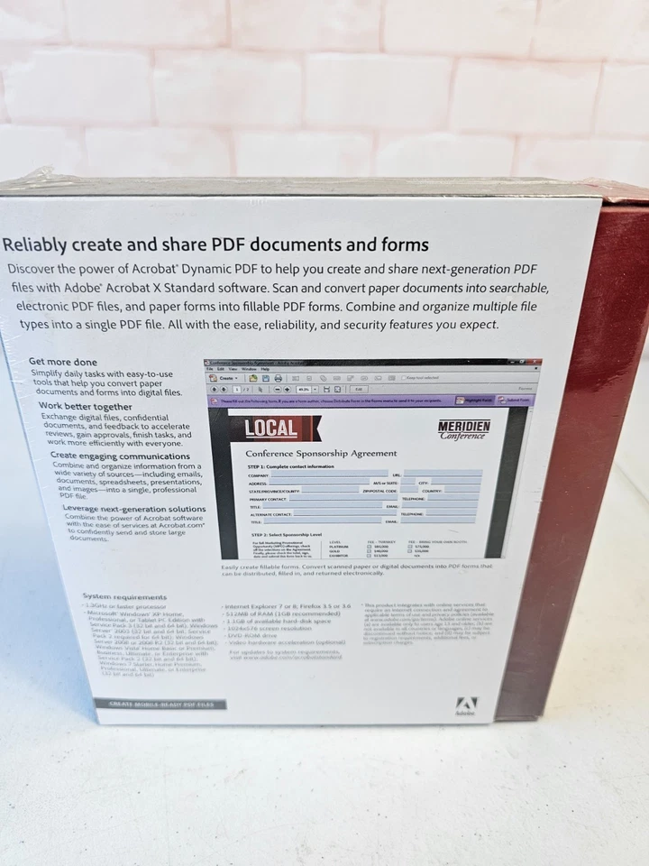 Adobe Acrobat X 10 Standard Full Version for Windows - New - Factory Sealed - Image 2 of 2
