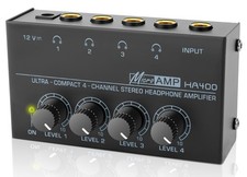 HA400 Headphone Amplifier 4 Channel Metal Stereo Audio Amplifier