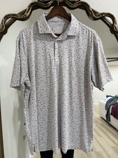 RHOBACK Dog ATX Texas Print Polo Shirt Mens L Guitar Taco Cowboy Golf AOP EUC