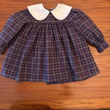 Vintage Ance K Dress Custom Made Girls Size 2 Blue Red Tartan Plaid Collar Y2K