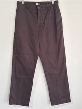 Tommy Hilfiger Men's Pants 33x32 Brown Flat Front Casual Dress Chino Classic Fit