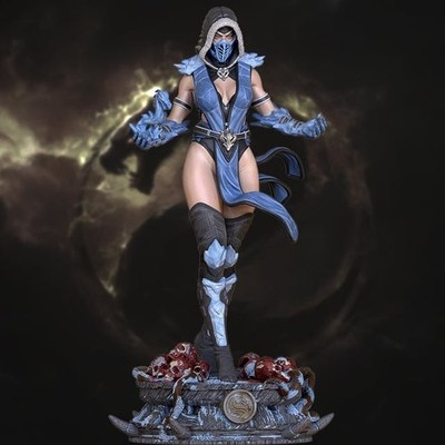 Female Sub Zero Mortal Kombat/3d Figure 25cm Professionnel Painted