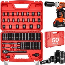 Vevor 38 In Drive Impact Socket Set 50 Piece Cr-v Steel