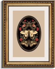 Gold Framed Canvas Wall Art Room Decor Butterfly and Moth Classic Nature Print W