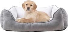 long rich rectangle bolster Pet Bed, Dog bed medium size, Gray With, 25x21x8...
