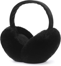 LCXSHYE Winter Ear muffs Faux Fur Warm Earmuffs Cute Foldable Outdoor Black