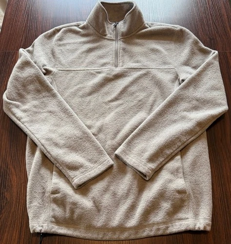 Croft & Barrow Men's Tan Khaki Quarter Zip Fleece Pullover Jacket Size S - product listing photo