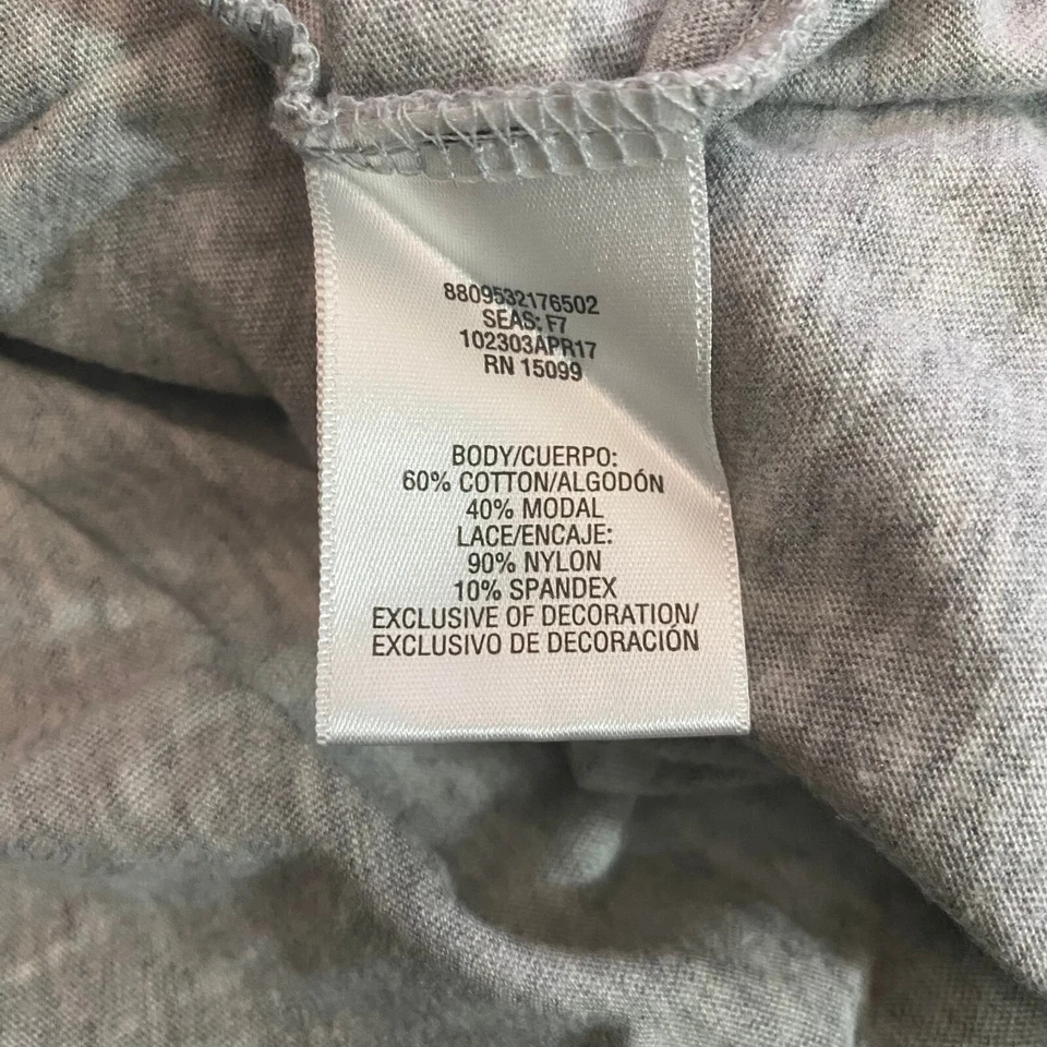 Camiseta túnica Sears para niñas talla XL gris manga corta informal pulóver ribete de encaje Foto 4 de 4