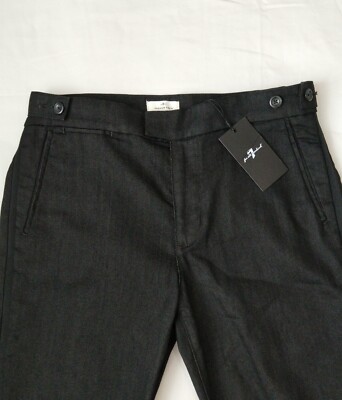 7 for all mankind premium denim Pants Men's Straight Leg ,Mid Rise Black Size 34