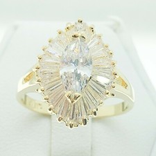 R0579 Women Fashion Jewelry White Yellow Gold Plated Engagement Wedding CZ Ring