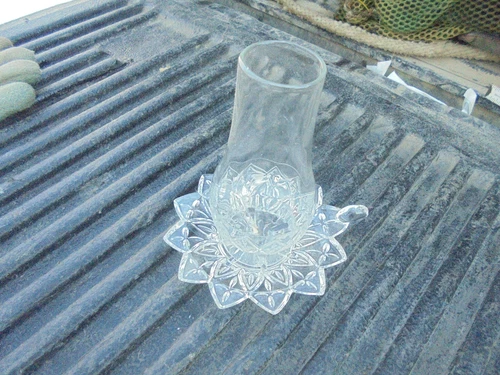 Vintage Federal Petal Glass Candle Holder Lantern