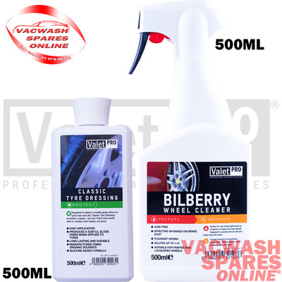VALETPRO BILBERRY WHEEL CLEANER 500ML & HIGH GLOSS CLASSIC TYRE DRESSING 500ML