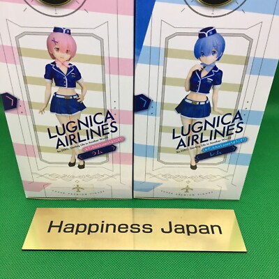 Re Zero Rem Ram Super Premium Figure Doll 2Set Lugnica AirLines