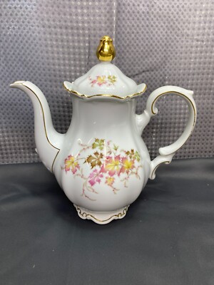 Mittereich ''AUTUMN LEAVES'' Bavaria  Germany ~ Coffee Pot ~ 10 1/2'' Tall w/Lid