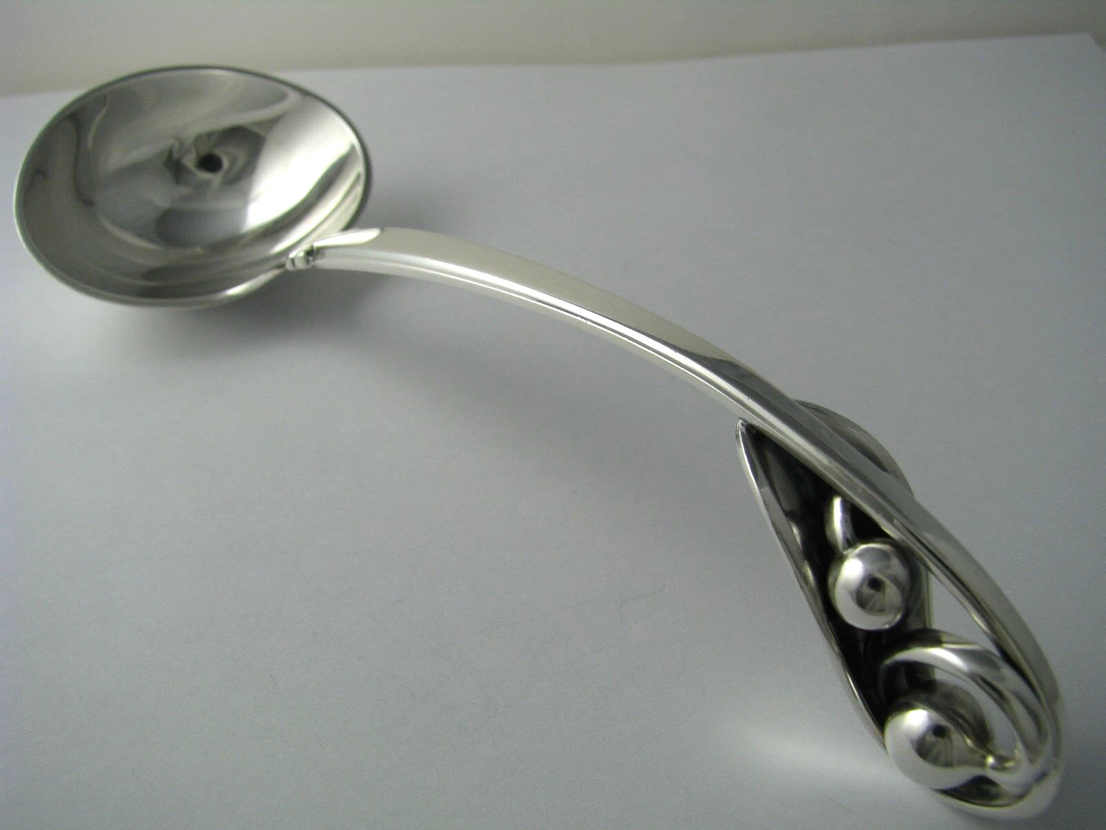 MID-CENTURY MODERN STERLING SILVER SPOON CREAM LADLE Peapod W&S.Sorensen Denmark