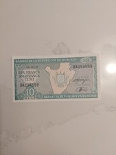 Burundi 10 Francs 1997 Unc Paper Banknote