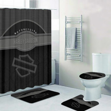Harley Davidson Legendary Black Art Printed Shower Curtain or Bathroom Sets.