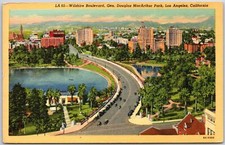 Los Angeles California CA, Wilshire Boulevard, Gen. Douglas MacArthur, Postcard