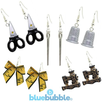 Bluebubble SEW SWEET Earrings Funky Fun Fashion Cute Craft Hobby Novelty Kitsch 