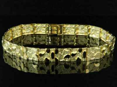 For Men's Bracelet In Solid 14k Yellow Gold Finish Nugget Style Link Designer