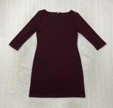 Old Navy Womens Size M 3/4 Sleeve Round Neck Maroon Burgundy Shift Dress 