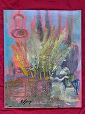 Handpaint oil,abstract expressionism,patio scean,OOAK,GIFT,supt my art w/purcH 