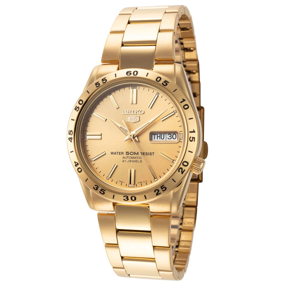 Seiko 5 SNKE06 Automatic Day-Date Gold Dial Stainless Steel Men