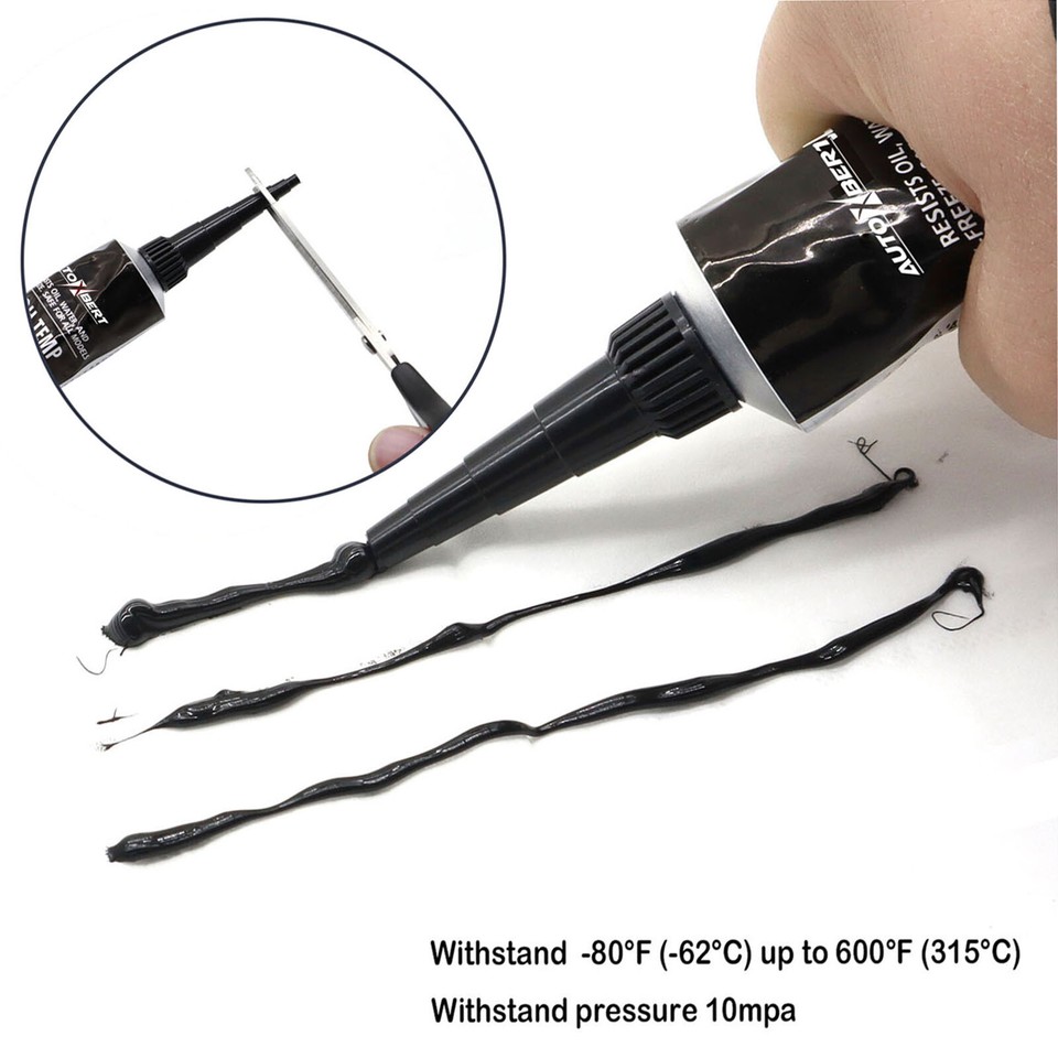 High Temperature Black Gasket Maker RTV Silicone Sealant 3.7oz - Foto 2