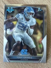 2022 1st Bowman Chrome U Base Card #75 Tony Grimes North Carolina