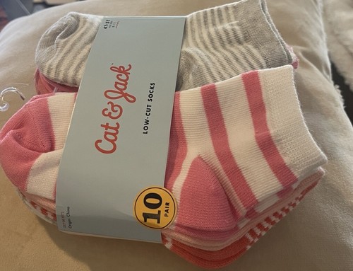 Paquete de 10 pares de calcetines elásticos de corte bajo Cat & Jack para niñas pequeñas 4T 5T talla 8-11 - Imagen 5 de 9