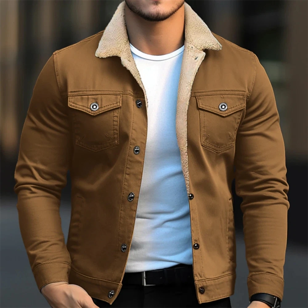 Men's Fleece Jacket Cargo Jacket Outdoor Warm Plain Fashion Streetwear