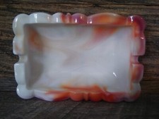 Rare: Akro Agate Red Slag Glass Ashtray