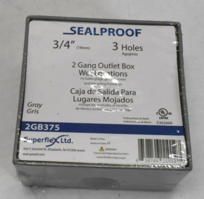 Superflex Seal Proof 2GB375 Gray Seal Proof Wet Locations Outlet Box 3 Hole 3/4''