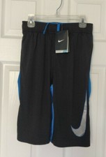 Nike Black Blue Legacy Graphic Dri-Fit Performance Shorts Boys Youth Large L NWT