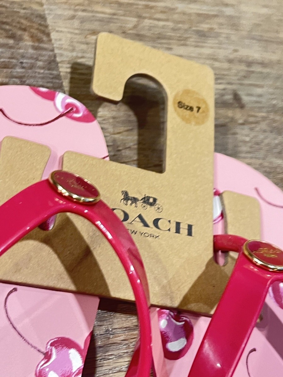 Coach Zayn Flip Flops Cherry Fruit Size 7 CR856 Pairs w Mini Rowan