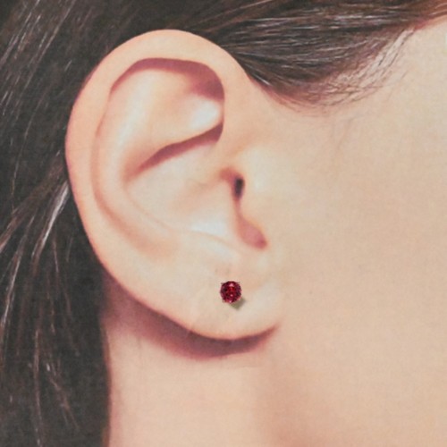 Rubellite Tourmaline Round 0.36 Carat Stud Earring In 14k Rose Gold (53785) - Picture 3 of 3