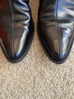 CoSTUME NATIONAL HOMME Men's Side Zip Pointed Toe Black Leather