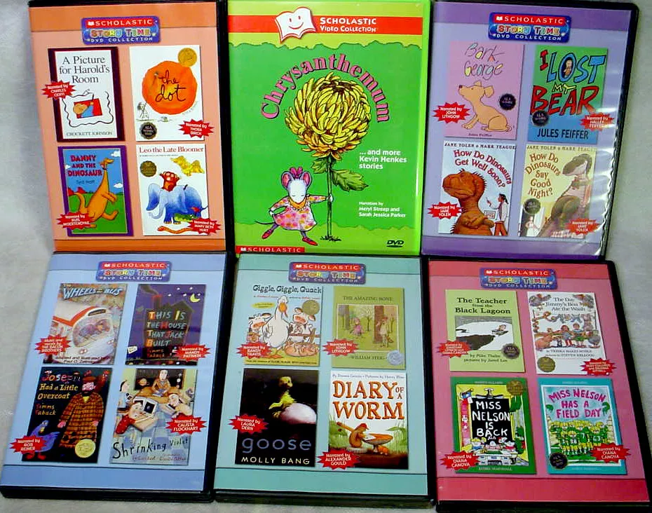 6 Scholastic STORY TIME Collection DVD Lot Narrated Children Book Set  Read-Along